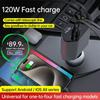 Retractable Car Charger 120W Fast Charger, 4-in-1 Fast Charging Car Phone Charger