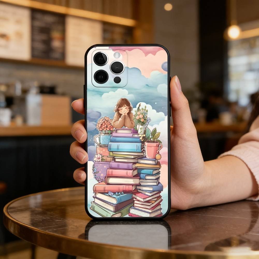 R-Reading B-Books G-Girl Мягкий Силикон Черный Чехол, Чехол для Телефона Для iPhone 17,16,15,14,13,12,11 Plus,Pro Max,XS