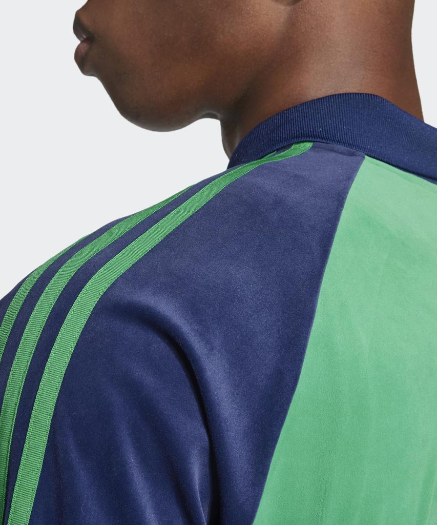adidas Велюровое поло с длинным рукавом в стиле 70-х - Зеленое / Jn5981