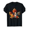 Vintage Maple Leaf Patchwork Graphic T-Shirt Soft Cotton Casual Short Sleeve Tee Unisex Autumn Colors
