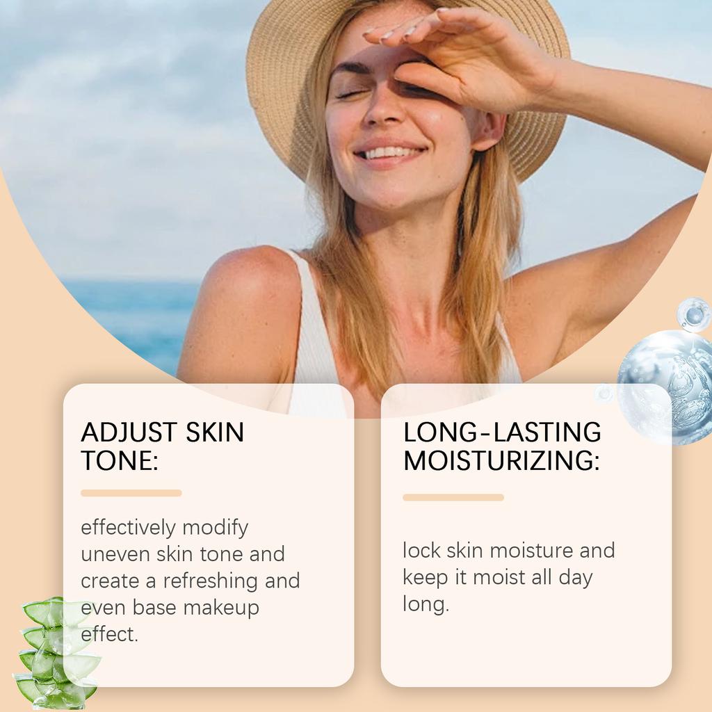 Увлажняющий солнцезащитный крем эффективно и равномерно осветляет тон кожи, скрывает недостатки и делает кожу мягкой и гладкой.