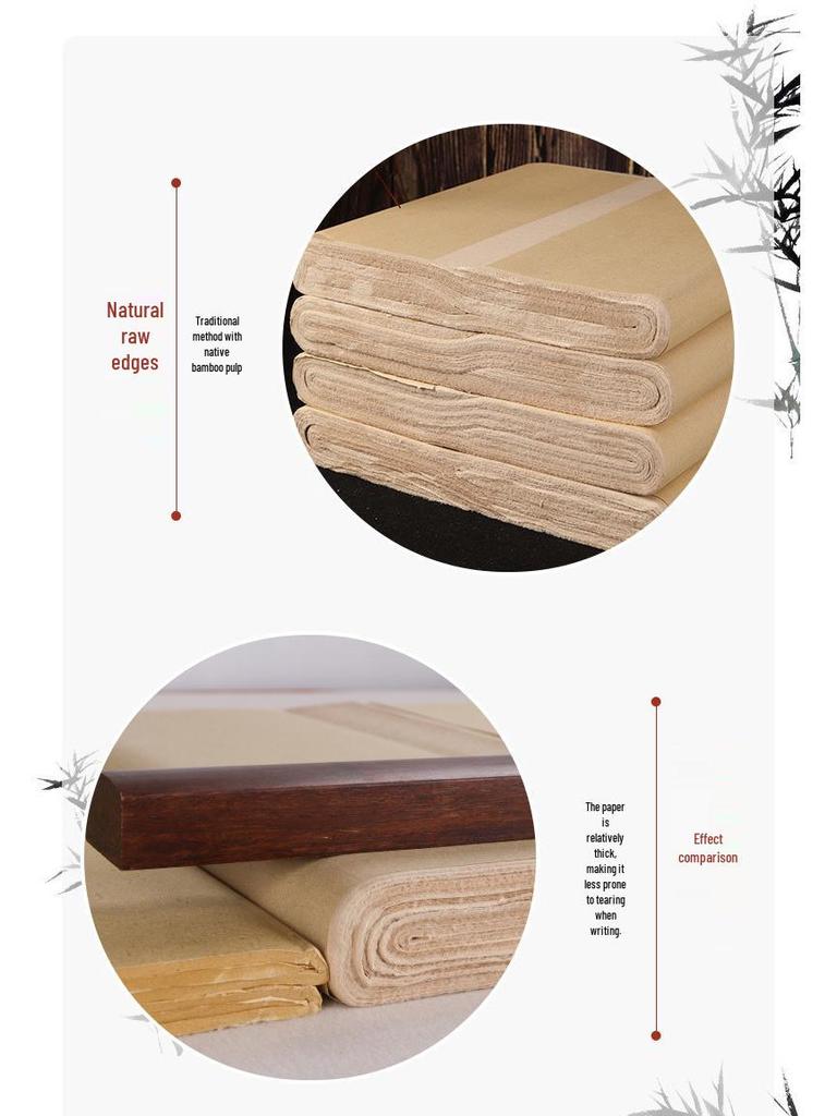 Antique Deckle-Edge Bamboo Pulp Calligraphy Practice Paper for Beginners