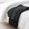 Nordic Knitted Throw Blanket Luxury Sofa Cover Thickened Two-color Wool Blanket With Tassels Modern Design Bedspread Soft Shawl