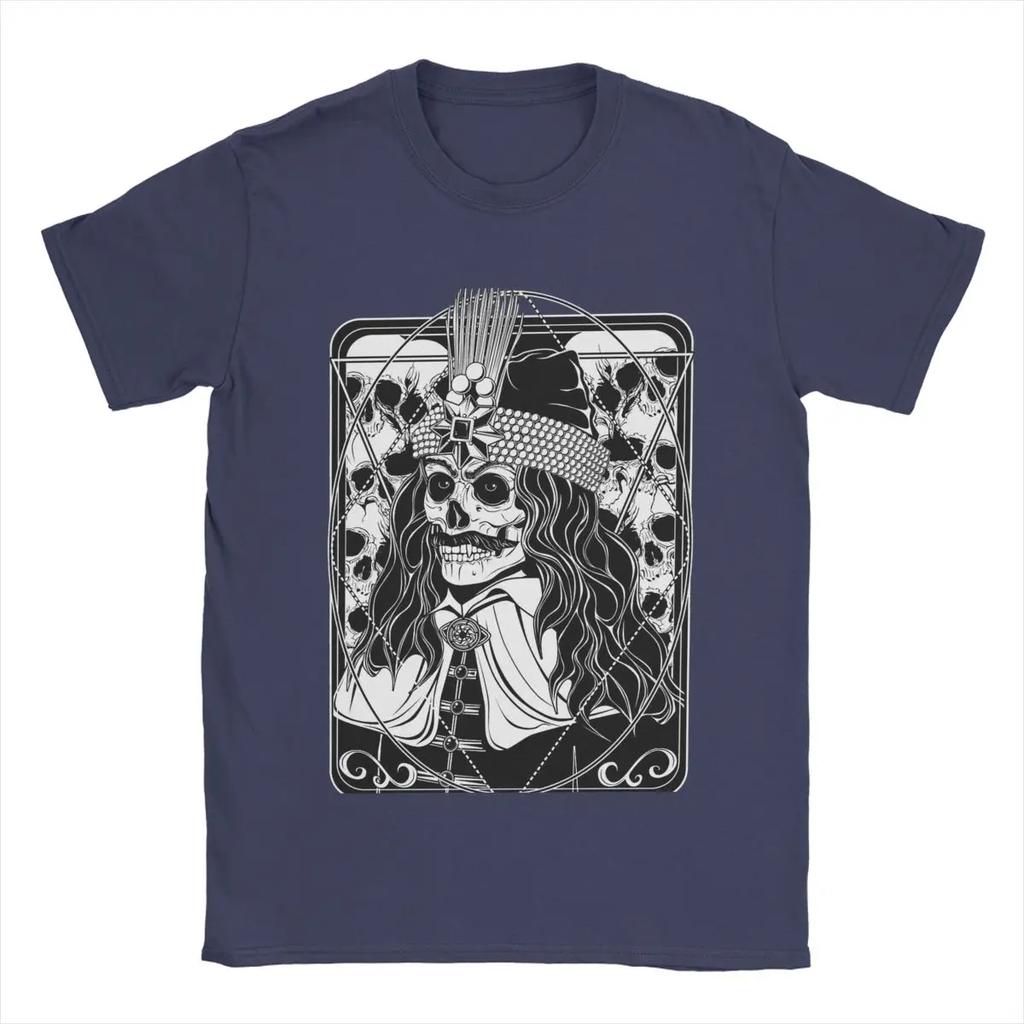 Мужская футболка с изображением Влада Дракулы и черепа, повседневная футболка из чистого хлопка, футболки с коротким рукавом, топы с круглым вырезом и графикой