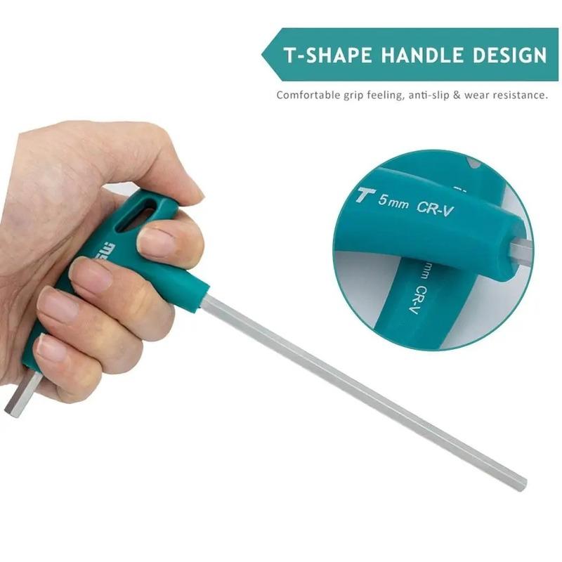 8pcs Bike Repair Tool Kit T-Handle Hex Allen Key Screwdriver Wrench Handle Hex Key Wrench Spanner Hand Tool with Storage Bag