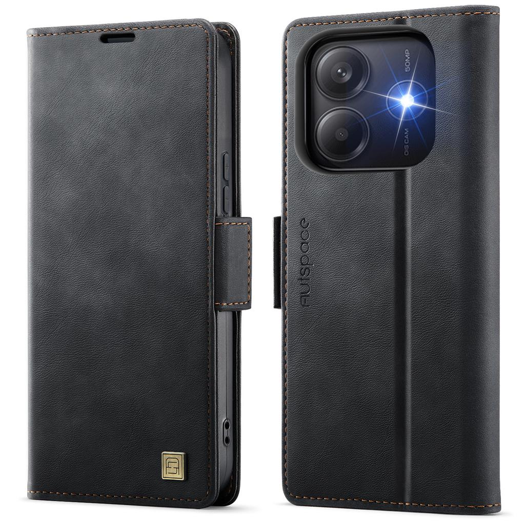 Для Xiaomi Redmi Note 14 5G Чехол AUTSPACE A11 Блокировка RFID Ретро Кожаный Чехол-Кошелек для Мобильного Телефона