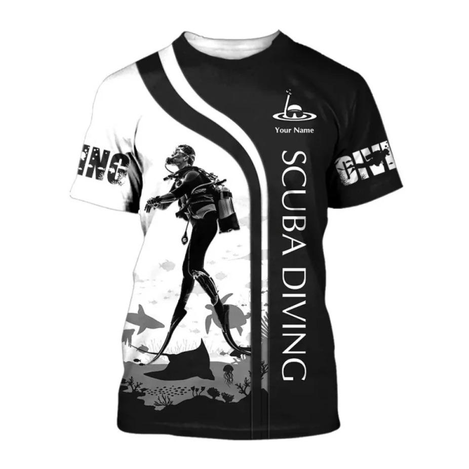 3D Принт Дайвер Футболки Топы Лето Короткий Рукав Повседневная Футболка для Подводного Плавания для Мужчин Одежда Мужская Футболка