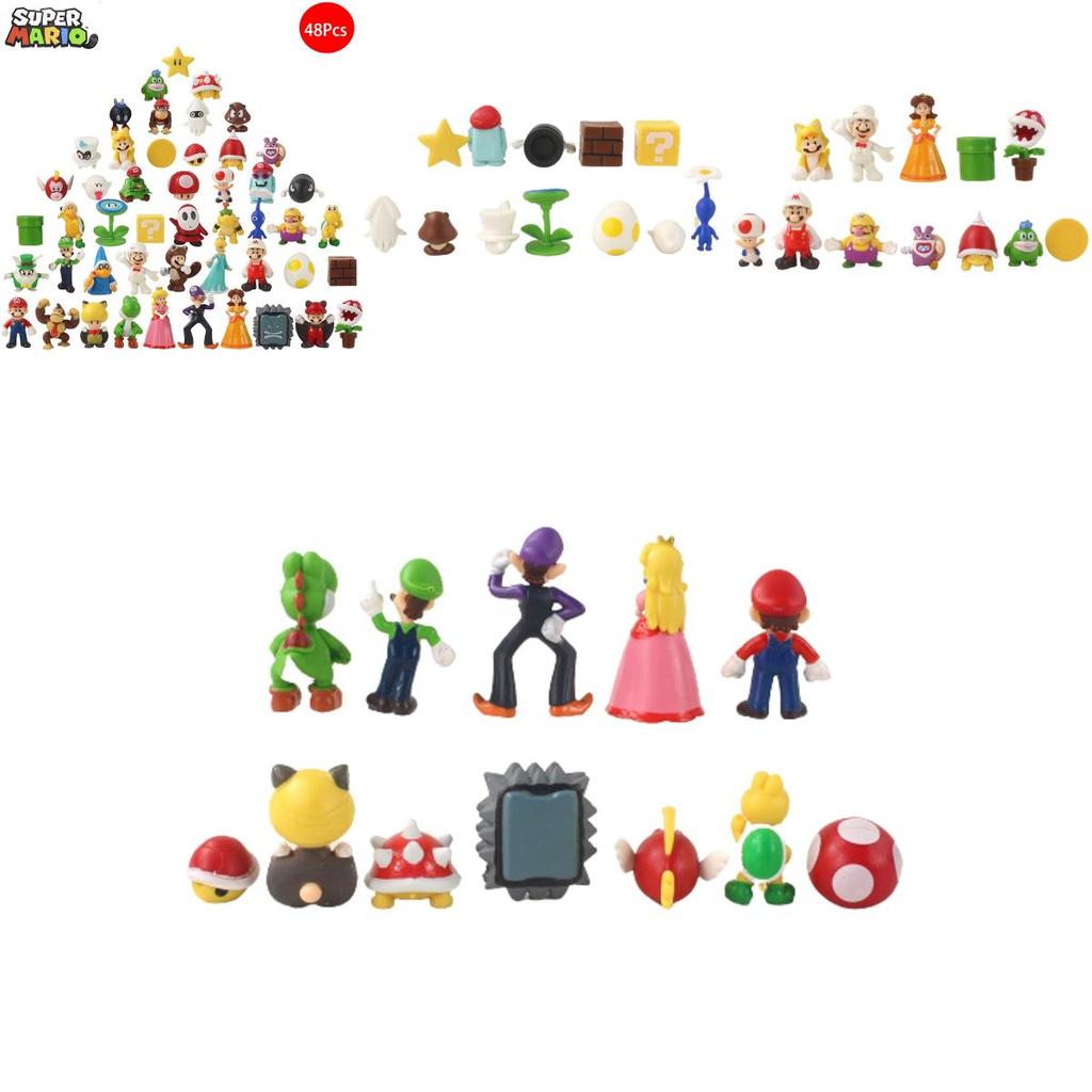 48 шт. Фигурки Super Mario Bros Luigi Набор для украшения торта Нетоксичные Не выцветающие