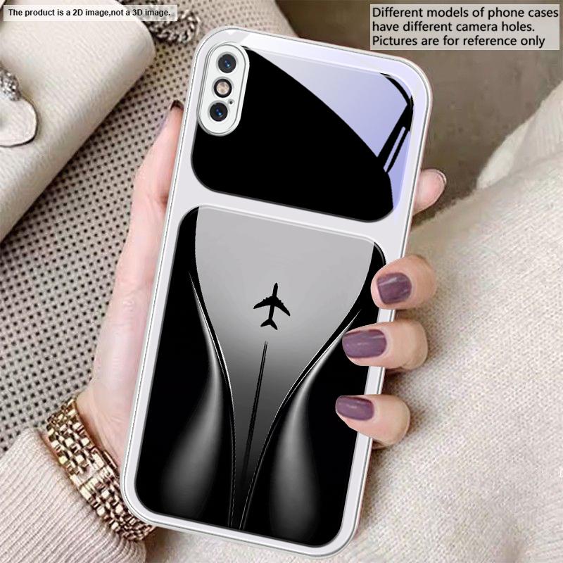 Самолет в постепенном полете Для iPhone 17 Air 16 E 15 14 13 Plus 12 mini 17 Pro Max 11Pro XR Xs 7 8 11 Закаленное стекло Чехол для телефона