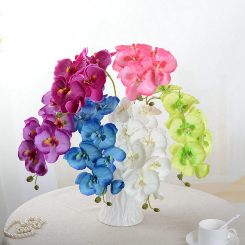 DIY Artificial Butterfly Orchid Silk Flower Orchid Artificial Flowers Bouquet Phalaenopsis Home Decoration 1 Piece