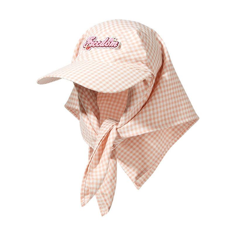 Personalized Checkered Headscarf Hat Niche Spring and Summer Light and Thin Sunscreen Cap Hip Hop Street Fashion Embroidery Baseball Cap