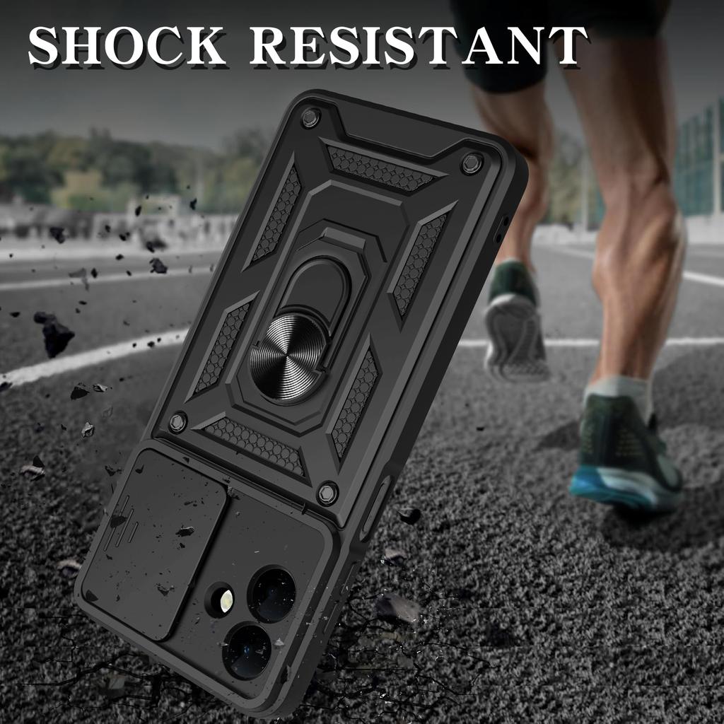 AMORUS Чехол для Samsung Galaxy A07 4G с подставкой, ПК+ТПУ, чехол для телефона со слайдером для объектива камеры