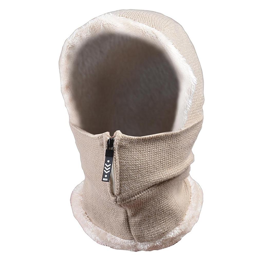 Women's Knitted Hat Autumn and Winter Ear Protection with Wool Thickened One-piece Windproof Bib Headpiece