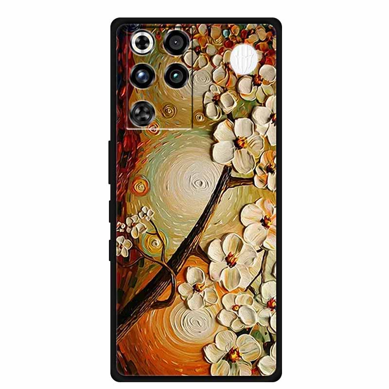 Чехол для ZTE Nubia RedMagic 11 Pro 5G, 3D тиснение, цветы, рельефный, мягкая черная силиконовая задняя крышка, для ZTE Nubia RedMagic 11Pro, Funda
