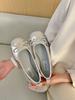 Flat-bottomed Gentle Evening Shoes French Small Red Single Shoes Women's Shoes 2025 Spring and Autumn Soft-soled Silver Ballet Shoes