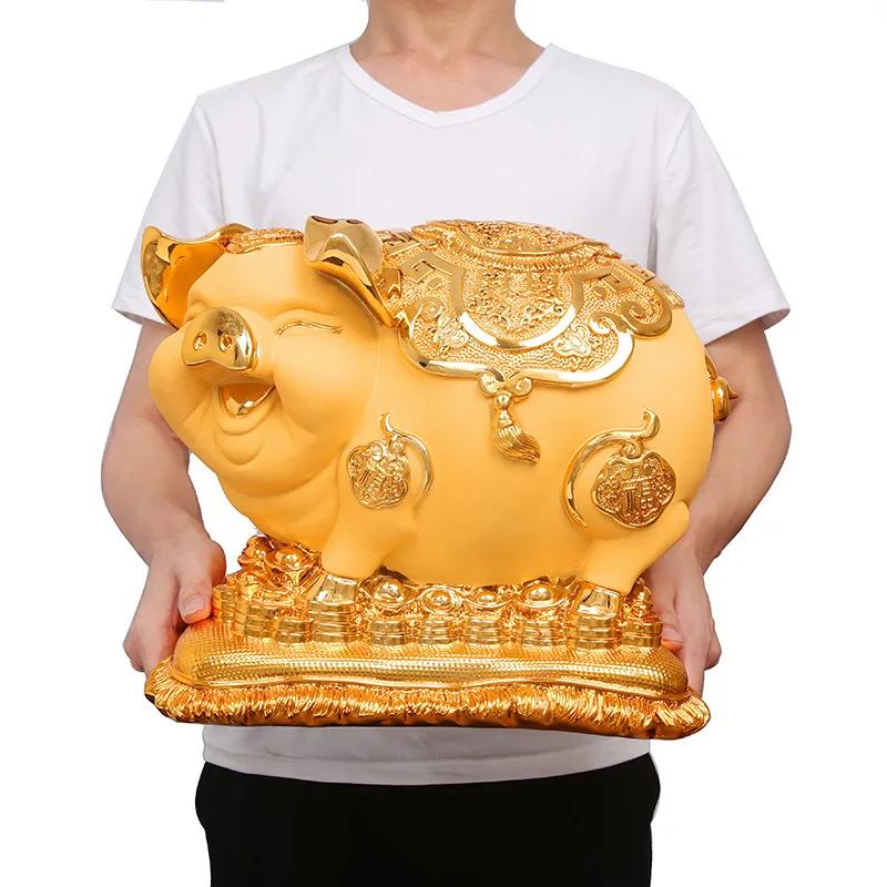 Креативная золотая копилка для украшения дома, аксессуары, современные поделки из смолы, деловые подарки, гостиная, тумба под телевизор, украшения