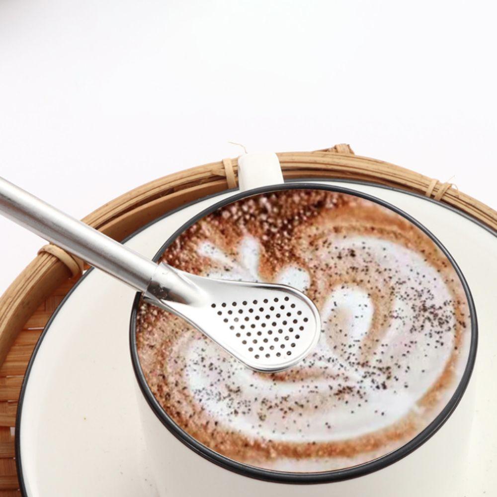 2 Piece Reusable Yerba Mate Drinking Straw 304 Stainless Steel Filter Straw Straw Spoon Cafe