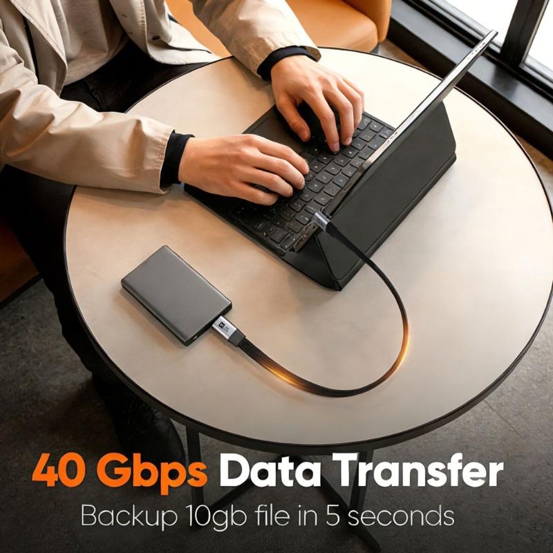 Силиконовый кабель USB C на USB C 80 Гбит/с 8K@60 Гц 240 В Быстрая зарядка Кабель для передачи данных Видеокабель для смартфонов и ноутбуков