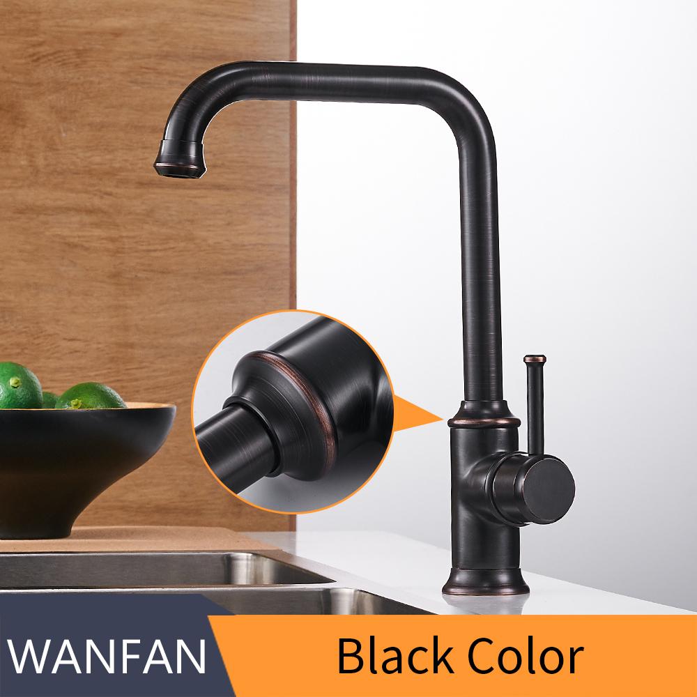 Kitchen Faucets Matte Black Color Brass Crane Kitchen Faucets Hot and Cold Water Mixer Tap Single Hole Mixer Tap WF-18059