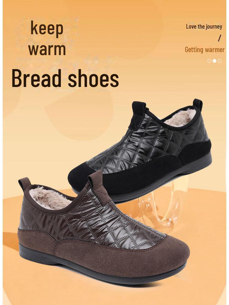 Зимние снегостойкие ботинки Slip-On 2024 года: Водонепроницаемая, теплая, повседневная обувь из хлопка в корейском стиле