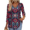 Women's T Shirt Print 3/4 Sleeve Fashion Basic V- Neck Regular Top