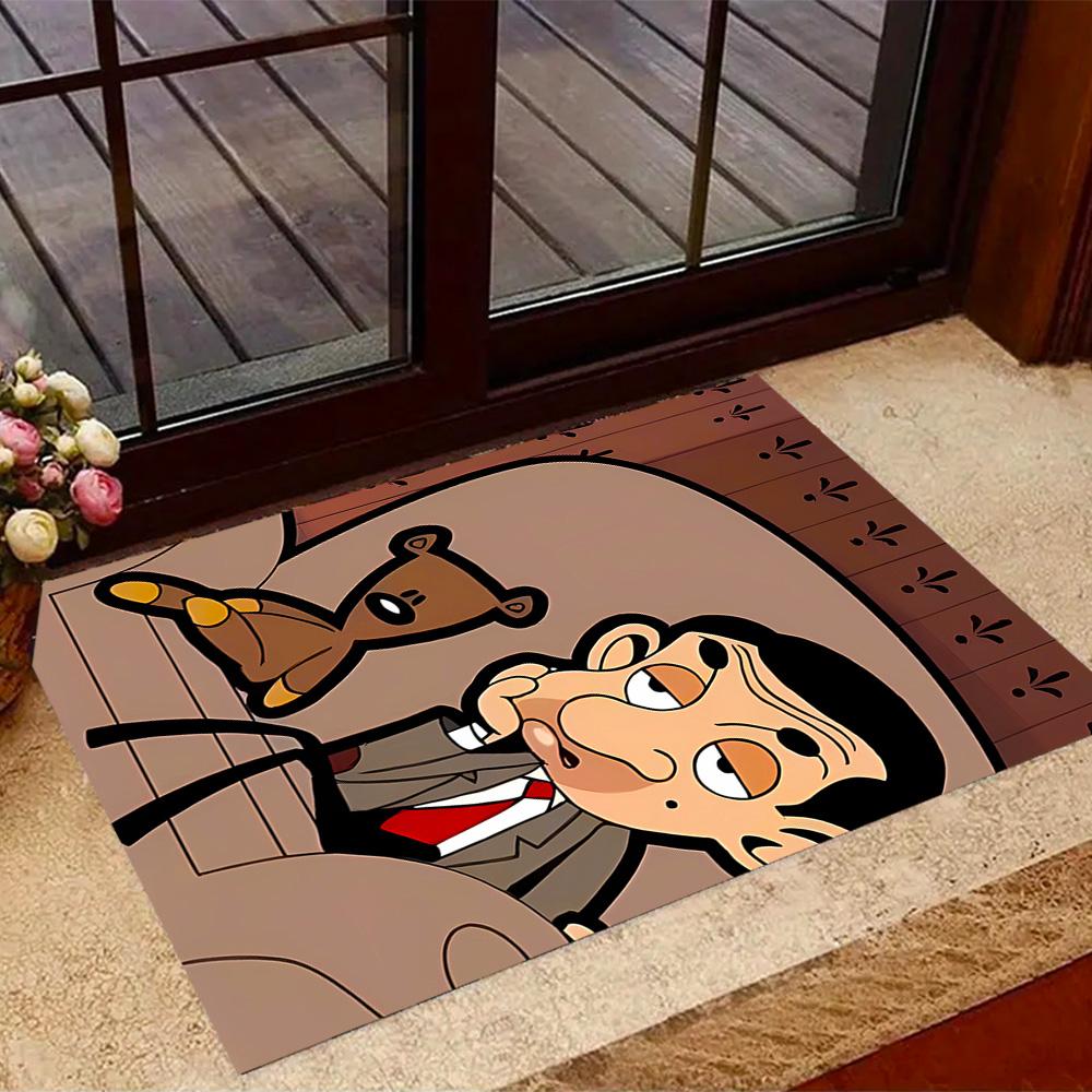 Mr. Bean's Adventure Themed Anti-Slip Rugs - Polyester Home Decor, Suitable for Bedrooms, Living Rooms, Doorways, Studios, and Decorations