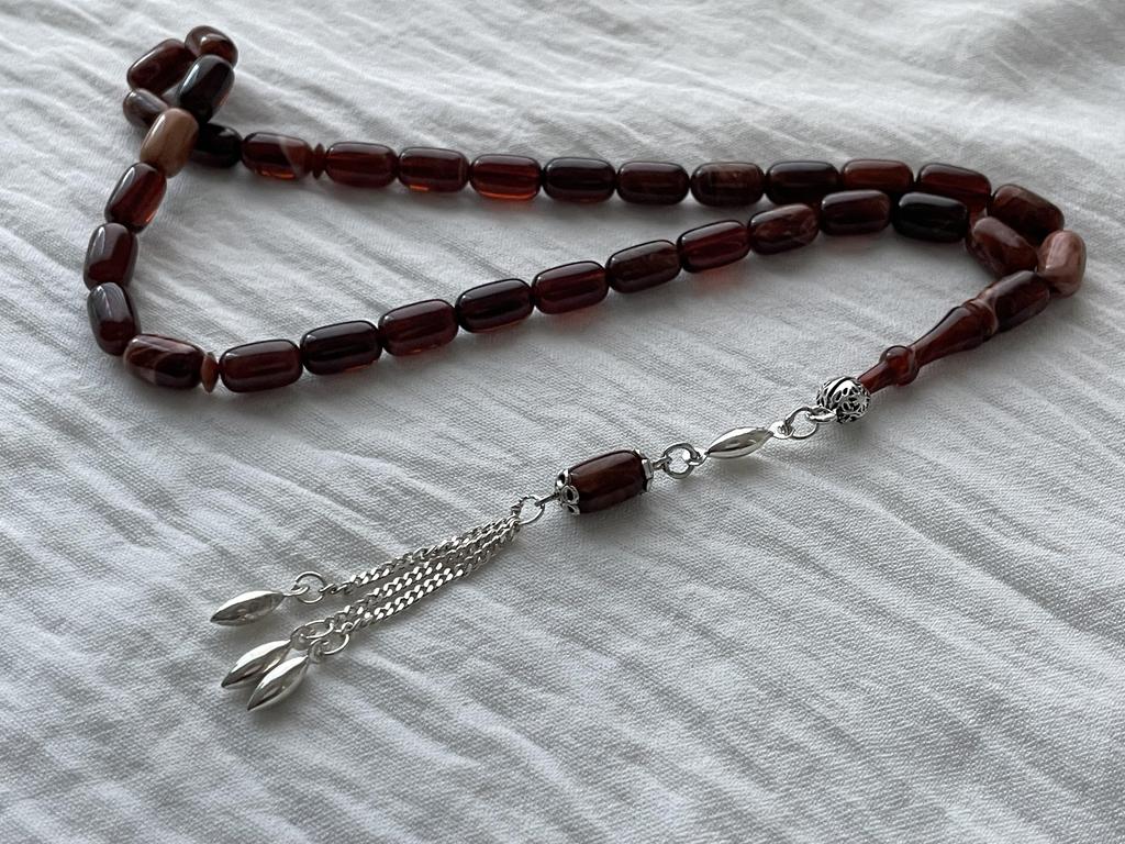 Огненные янтарные четки из стерлингового серебра 925 пробы с кисточками Розарий Teasbeh Rosari Chapelet Rozenkrans Rosenkranz