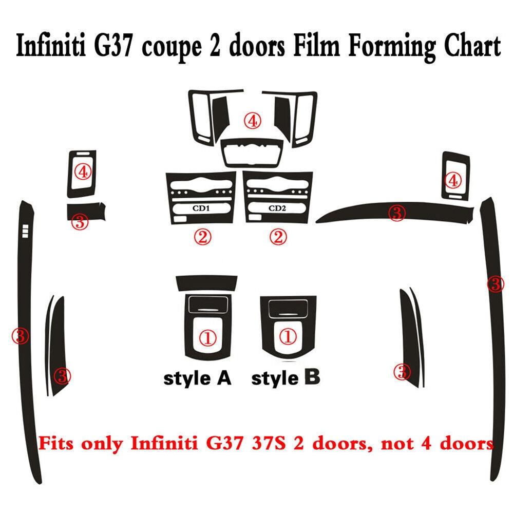 For Infiniti G37 Coupe 2 Doors 5D Carbon Fiber Pattern Interior DIY Trim Decals