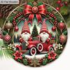 Деревянная рождественская табличка с узором гнома - Круглая табличка Navidad для рождественской елки, балкона, декора - Идеальный рождественский подарок