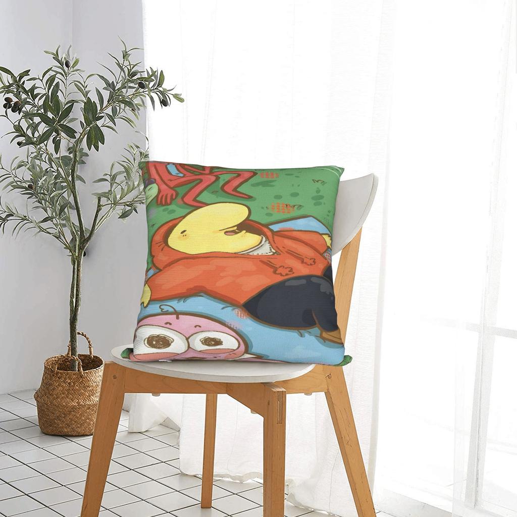 Smiling Friends Pillow Case Kawaii Pillow Cover Graphic Pillowcases For Sofa Home Decor
