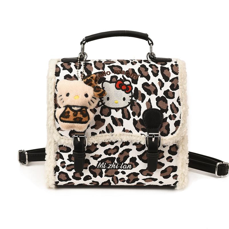 Cartoon Cute Cat Girl Backpack Retro Leopard Print Kindergarten Baby Schoolbag Autumn And Winter Children'S Backpack