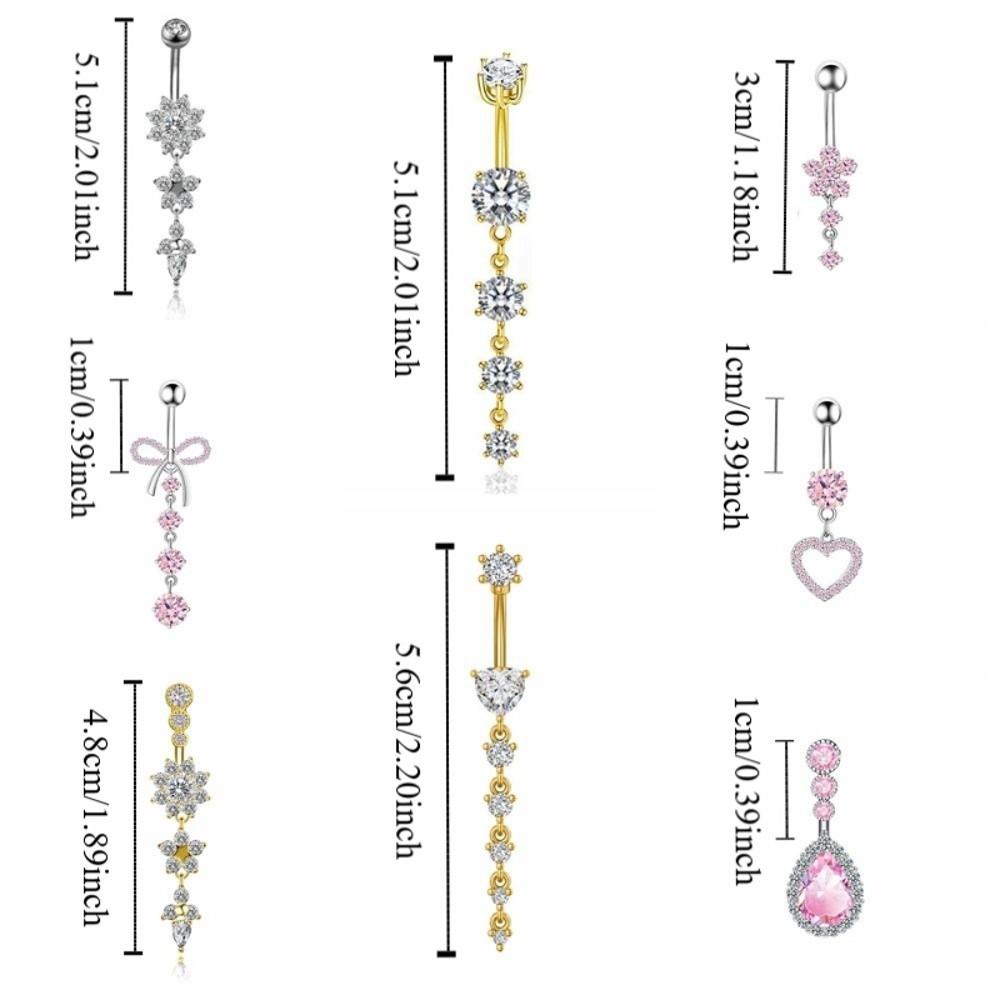 Copper Zircon Belly Button Ring Long Dangled Body Jewelry Sexy Stainless Steel Navel Piercing  Men