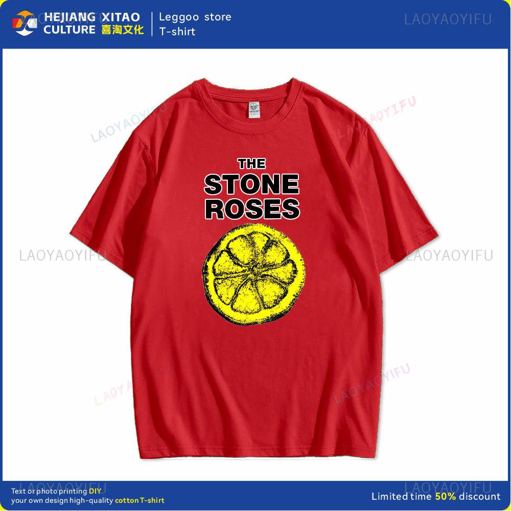 Human stone rose lemon name printed pattern fashion Harajuku trend Street wear men and women universal shortsleeved Tshirt