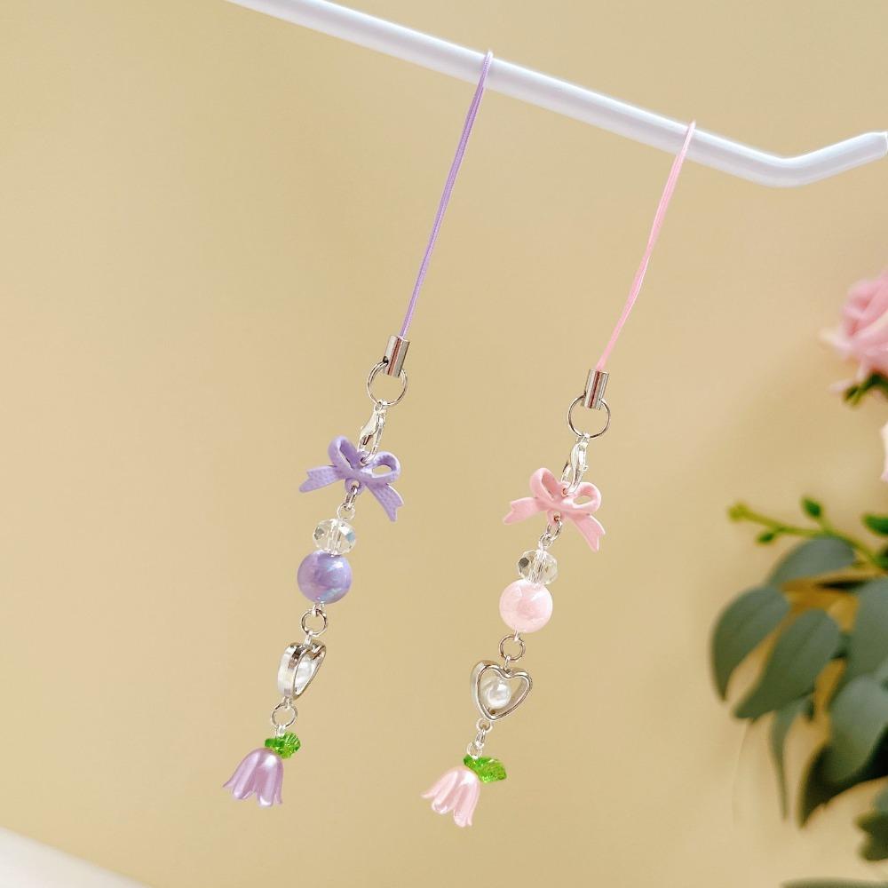 Convallaria Мобильный телефон Ремешок-бант Ремешок для мобильного телефона Ювелирные изделия Подарочная цепочка для телефона с бусинами Женщина Девушка