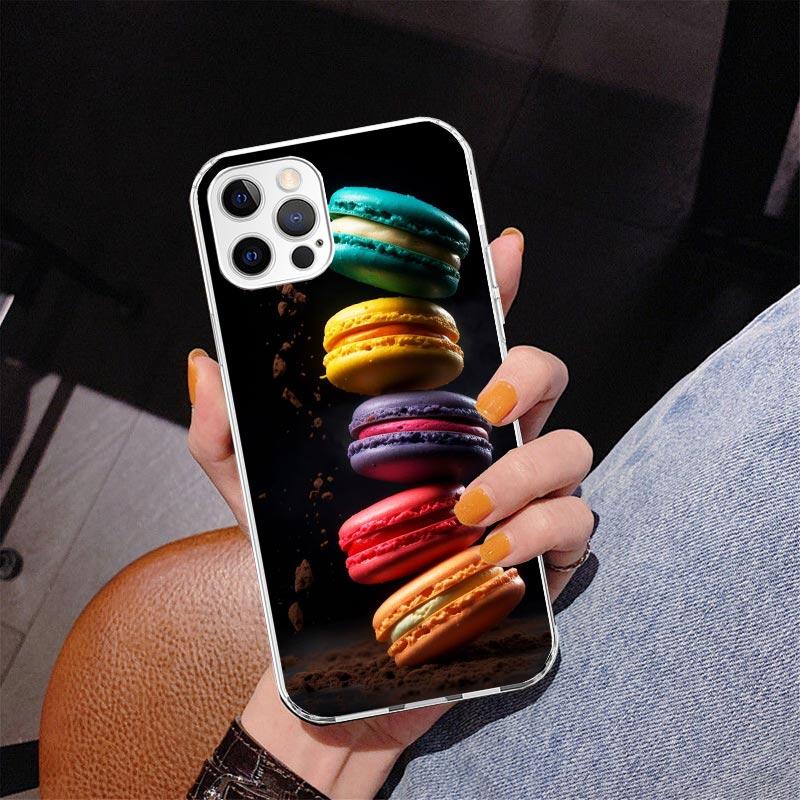Чехол для телефона Macaron Ice Cream Cake Doughnut для iPhone 17 Air 16 Pro Max 16E 15 + 14 Plus 11 12 13 Mini 7 8 SE Подарочная печатная крышка F