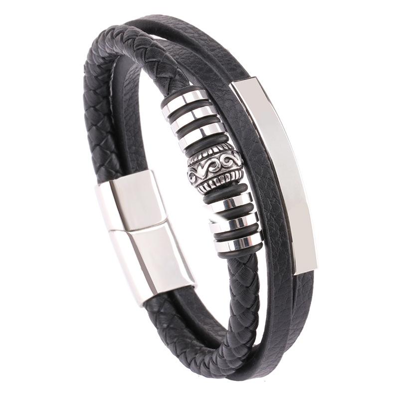 Кожаный браслет из нержавеющей стали для мужчин, ювелирные браслеты, подарок для мальчиков