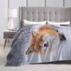 Cozy Blanket Plane Travel Cute Fox Throw Blanket Casual  Bedspread For Chair Sofa Bed