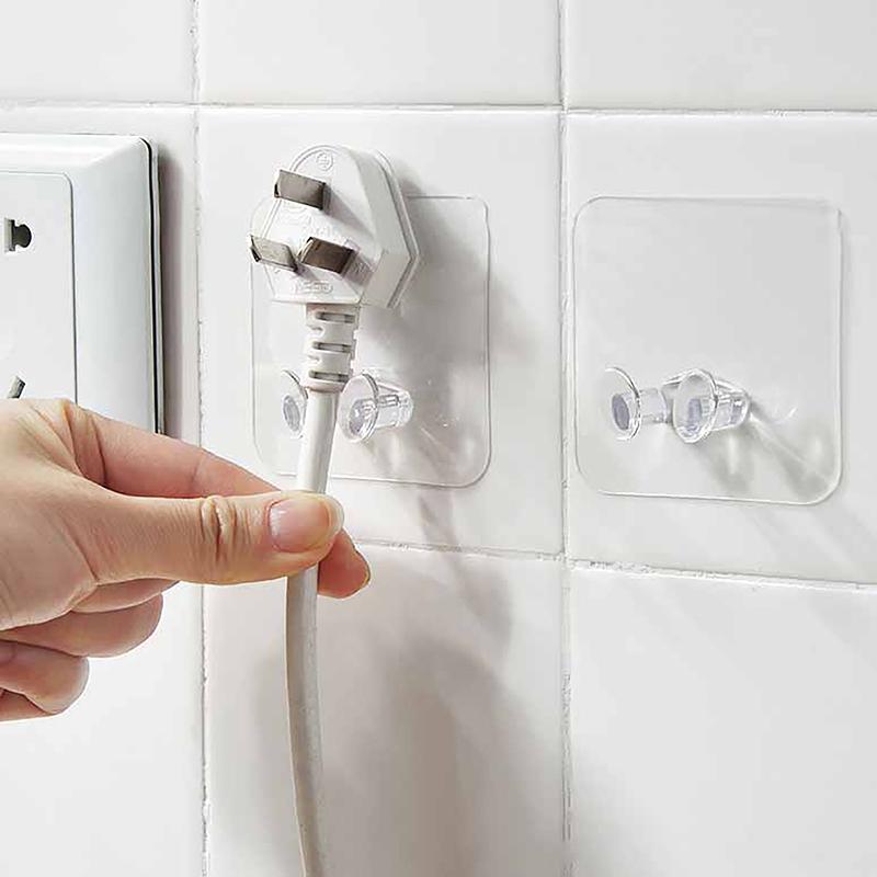 10 Pcs Wall Storage Hook Punch-Free Power Plug Socket Holder Kitchen Stealth Hook Wall Adhesive Hanger Bathroom