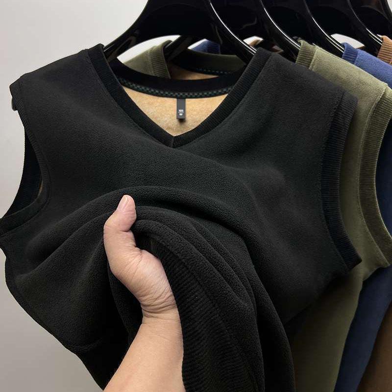 Женский утепленный жилет Зимняя майка без рукавов Двусторонний бархат Тепло Утолщенный V-образный вырез Эластичный низ Подходящий