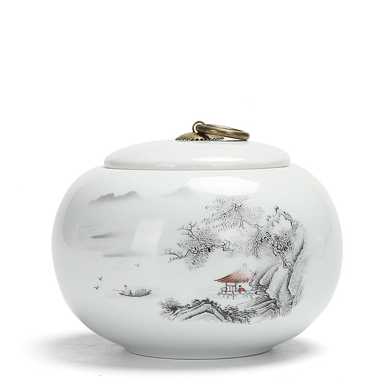 Керамика с китайским пейзажным узором, контейнер для чая, бытовые герметичные резервуары для хранения сухофруктов, портативные коробки для чая, контейнеры Tieguanyin