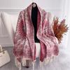 Autumn Winter Luxury Women Scarves 180*65Cm Men Thick Warm Scarf Flower Pattern Tassel Shawl Cashmere Imitation Poncho Stole
