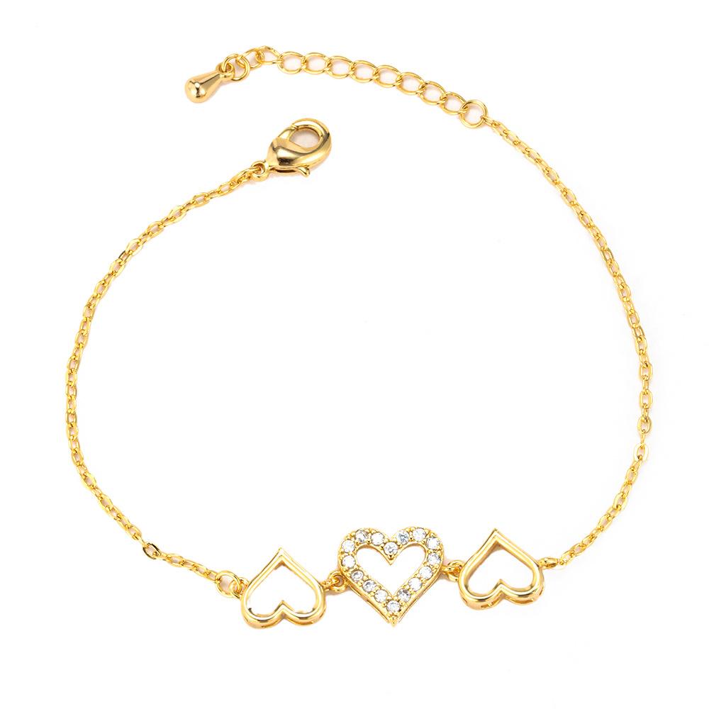 Браслет с двойным сердцем, женские украшения, новые аксессуары, браслет с персиковым сердцем