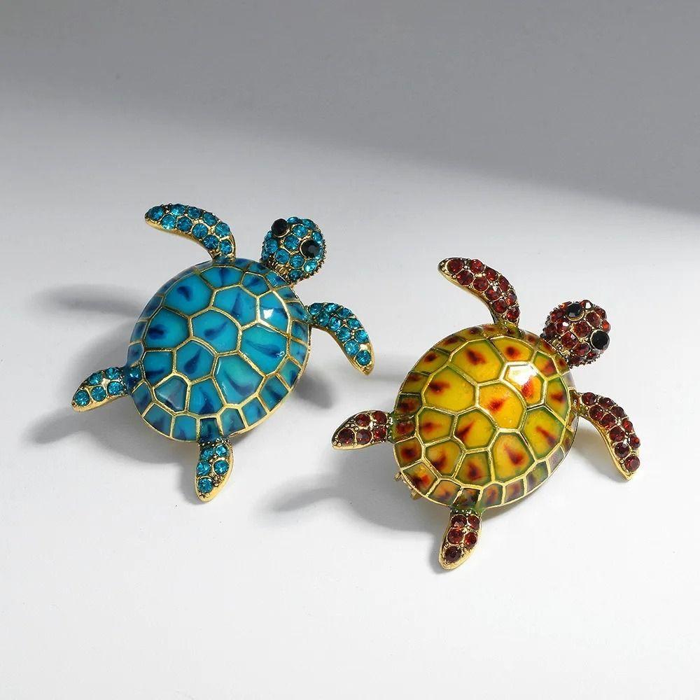 Classic Animal Rhinestone Brooch Jewelry Tortoise Badge Women Turtle Brooches  Shawl