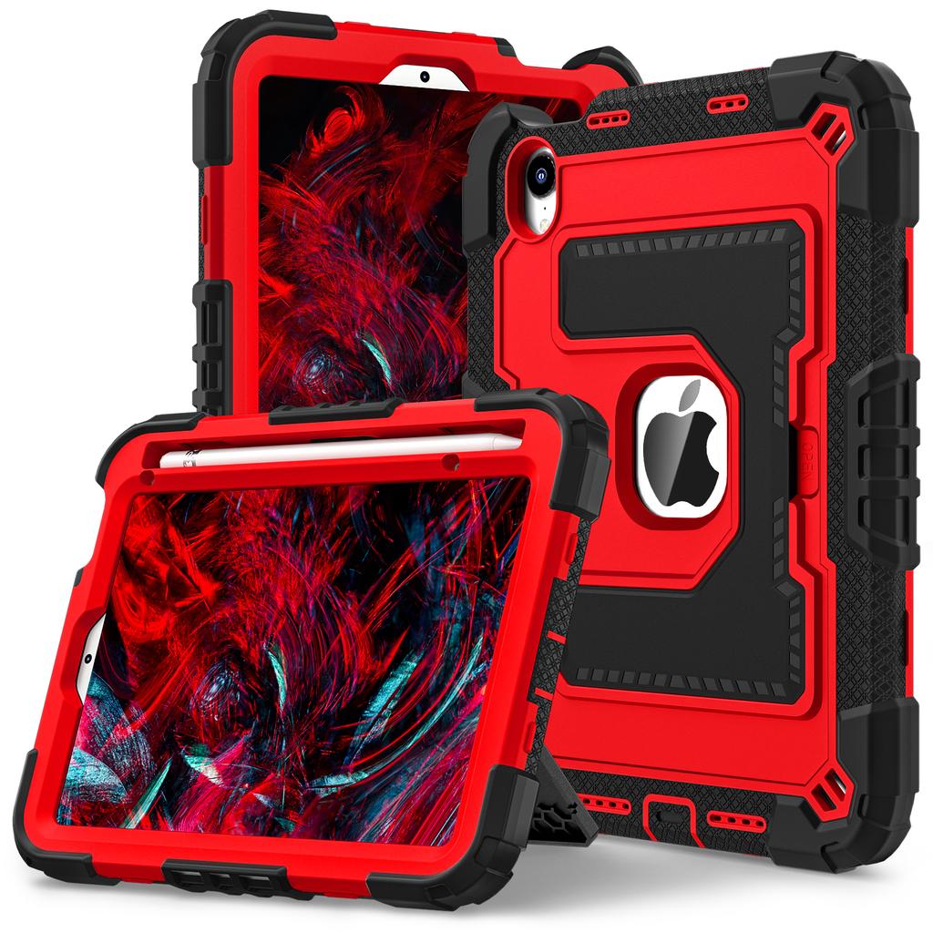 Для iPad мини (2024)/(2021) Противоударный чехол для планшета из ПК+силикона с подставкой и слотом для стилуса