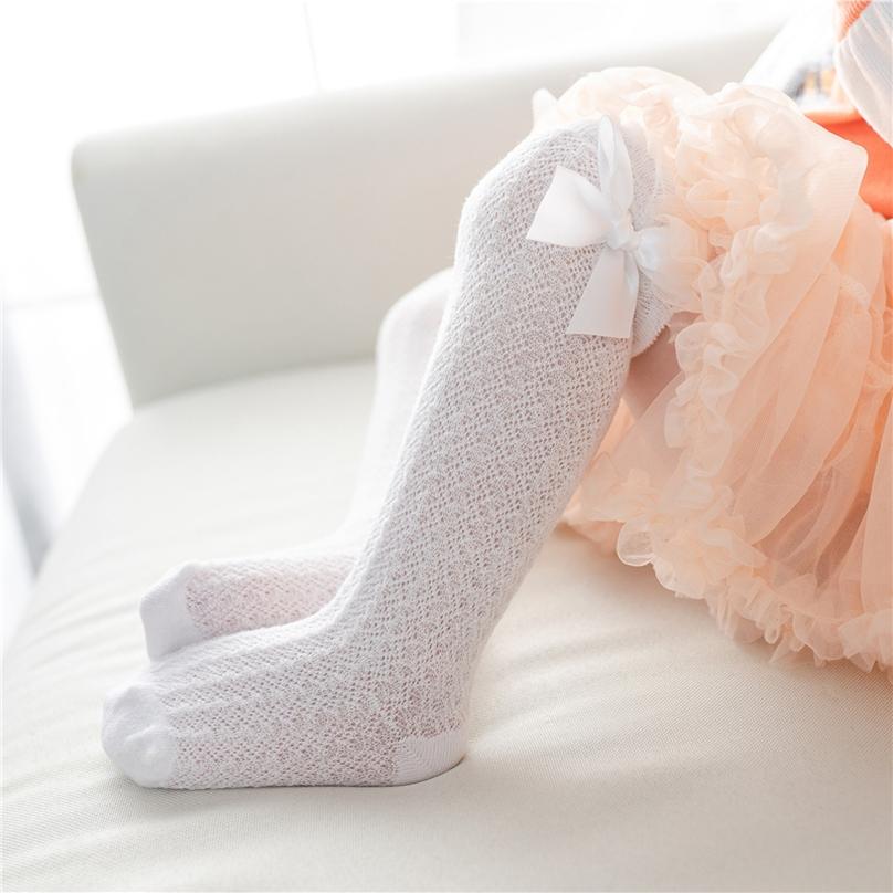 Breathable for Toddlers Girl's Knee High Socks Soft with Bowknot Comfy Princess Ruffle Cotton Solid Color Socks