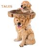 Garden Dog Sculpture Easy To Move Standing Bird Feeder Bird Bath Waterproof Mini Yard Statues Ornament for Lawn Garden Yard Decor