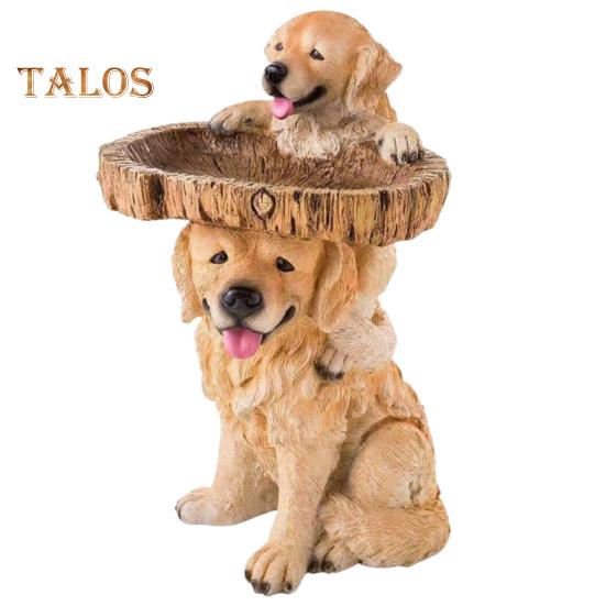Garden Dog Sculpture Easy To Move Standing Bird Feeder Bird Bath Waterproof Mini Yard Statues Ornament for Lawn Garden Yard Decor