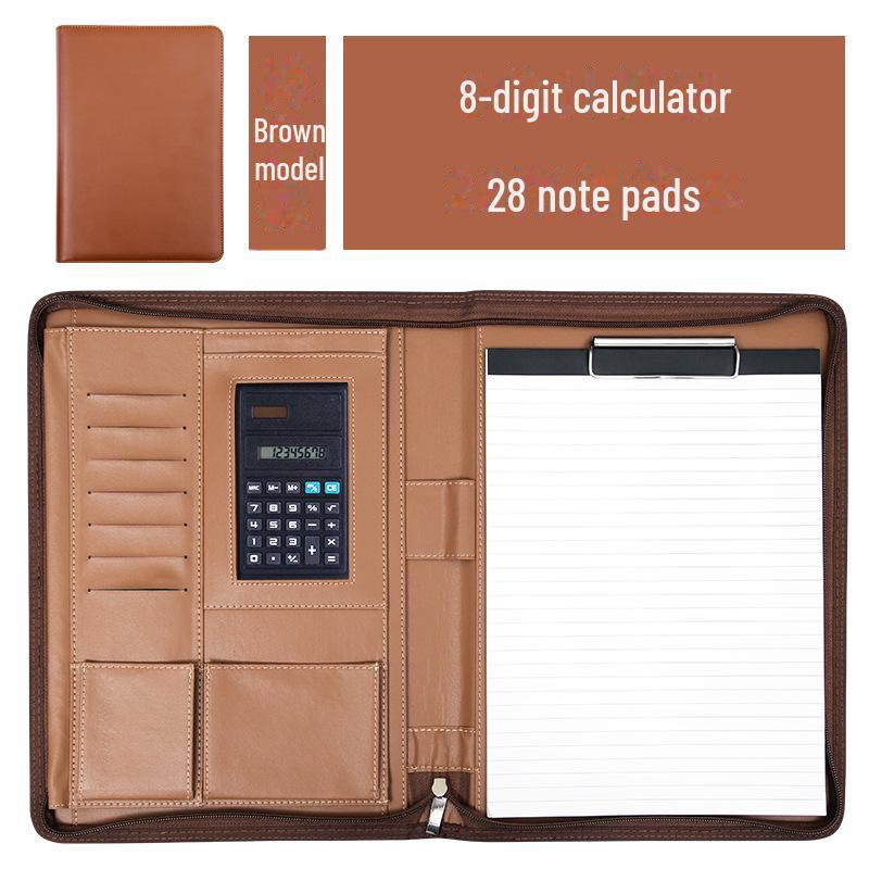 Кожаная многофункциональная папка-молния формата А4: Деловой блокнот и портфель для хранения документов
