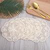 6 Pcs 8 Inch Beige Crochet Doilies, Round Cotton Lace Handmade Placemats & Coasters for Rustic Table Decor, Kitchen Dining Wedding Party