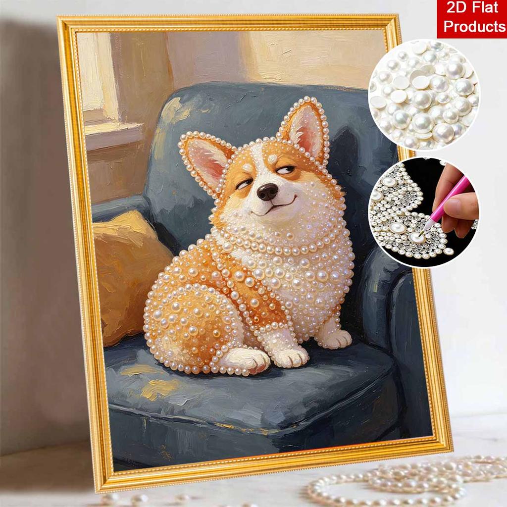 Pearl painting kit DIY cute corgi dog home decoration painting